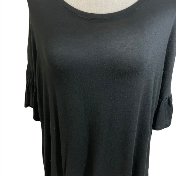 BP womens blouse-round collar fluttery short sleeves Rayon black size Small - Picture 2 of 10